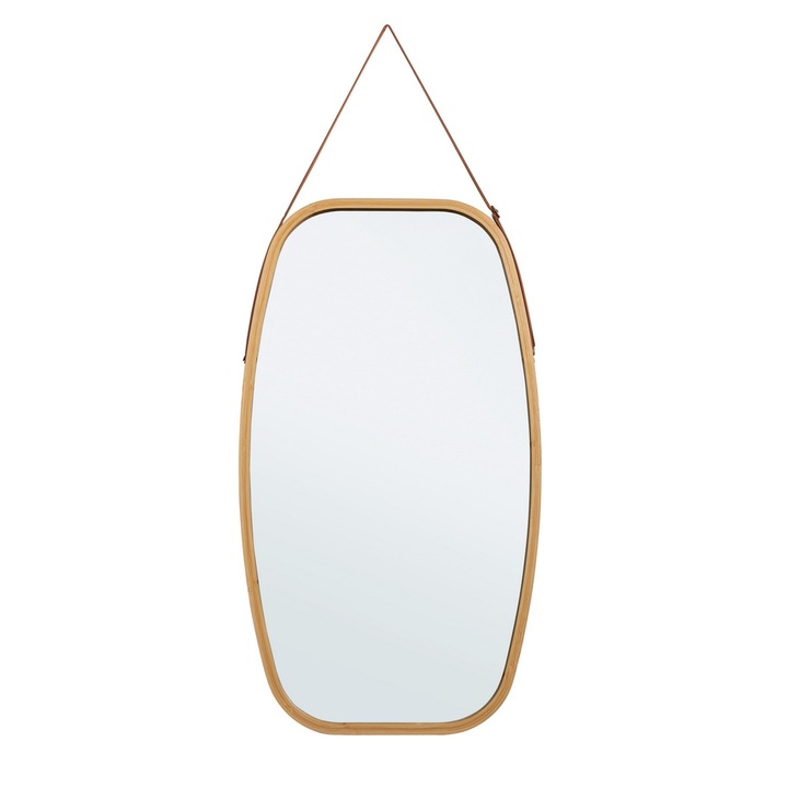 Barna bambusz fali tükör Desty 43,5x1,5x77 cm