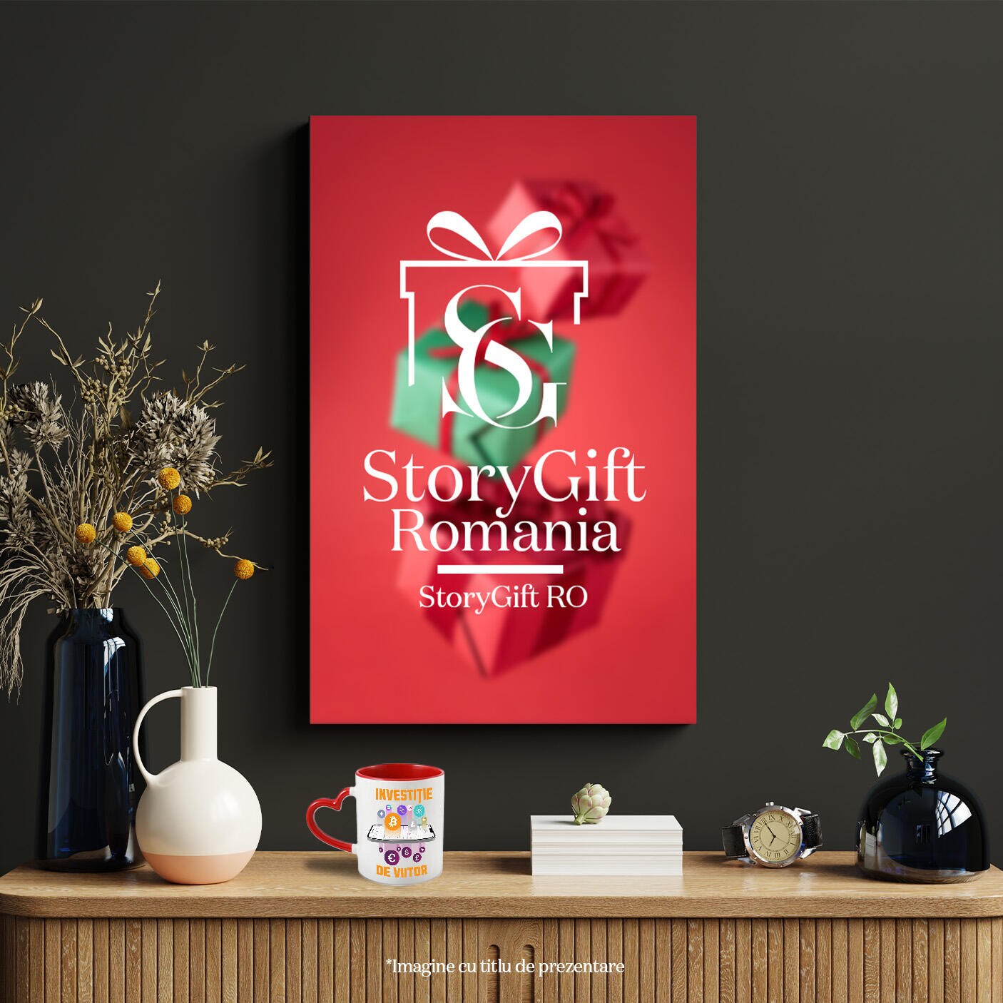 Cana cu Telefon cu criptomonede Bitcoin, text investitie de viitor,  Ceramica, 330ML, cu Maner Inima Rosie - eMAG.ro