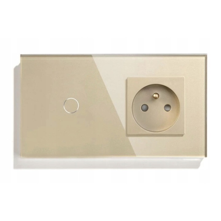 Intrerupator BSEED, cu priza, 1 buton, aurie, 157x86x9mm