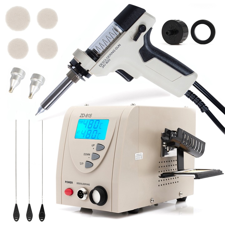 Statie de dezlipire ZD-915, Nan, 90W, temperatura 160-480°C, dimensiuni 29x19x22cm, set complet