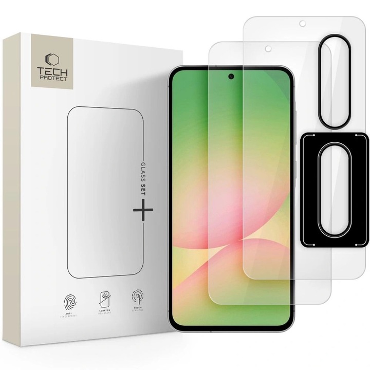 Üvegfólia Samsung Galaxy A36 5G - TECH-PROTECT Supreme - 2 db üvegfólia + 1db fekete keretes kamera védőkeret