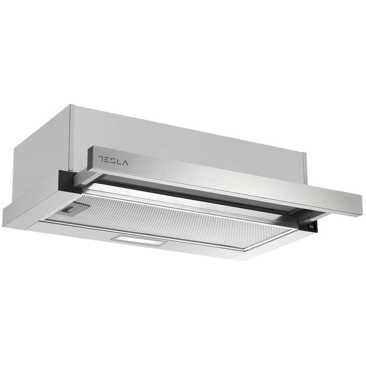 Hota incorporabila telescopica Tesla DT600AXB, 350 m3/h, Doua motoare 2x60 W, Iluminare LED 1x2 W, 60 cm Gri/Inox