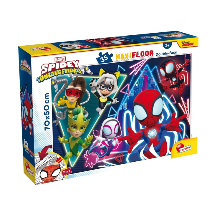 Lisciani Giochi 4104741 Marvel Spidey 2 az 1-ben maxi 35db-os puzzle és színező 70x50cm - Lisciani