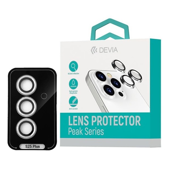 Samsung Galaxy S25 Plus-szal kompatibilis Devia Camera Peak Series üvegfólia, 3 db átlátszó csomag