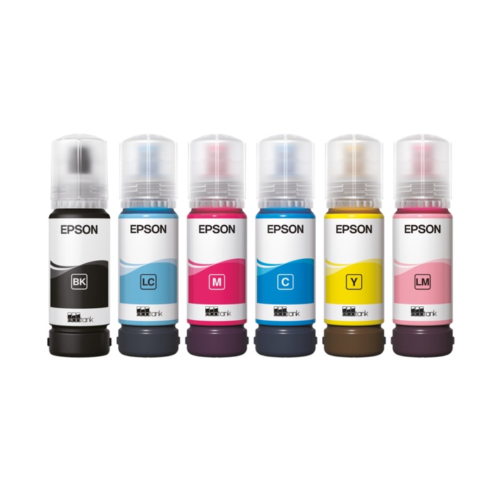 Set cartuse EPSON 108 Cyan / Light Cyan / Magenta / Light Magenta / Yellow / Black pentru EcoTank Epson L18050 / Epson L8050
