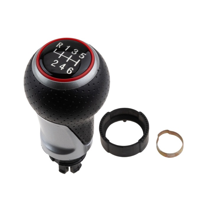 Sebességváltó gomb AUDI A3, A4 B8, A5, A6, Q5 6 sebességes, piros gyűrűvel