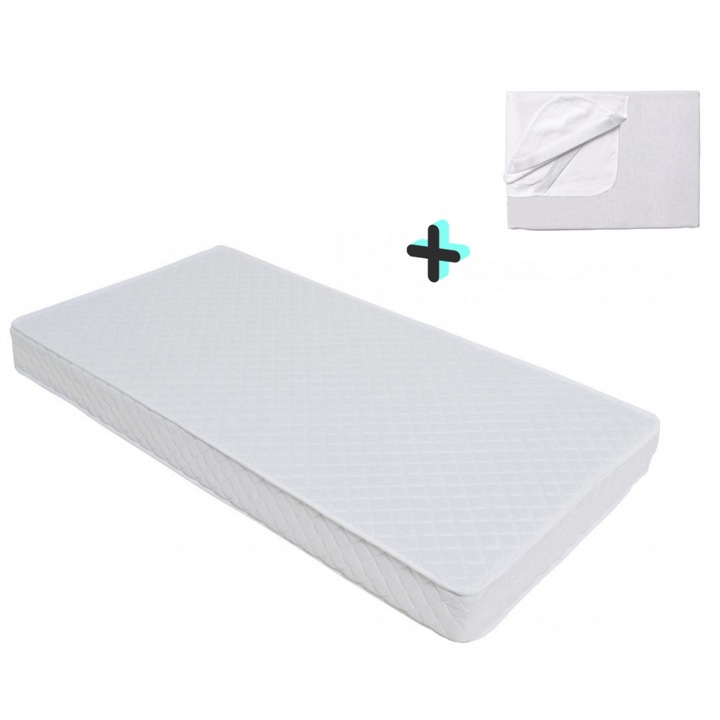 Pachet Saltea cu husa detasabila din microfibra Nichiduta Cocos Comfort + 120x60x12 cm + Protectie impermeabila Nichiduta