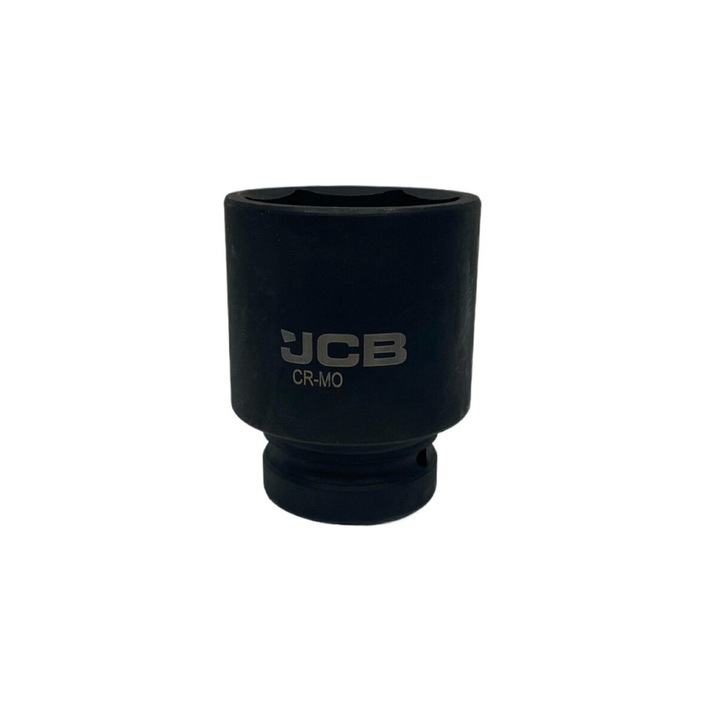 Cap de impact adanc, JCB, Fara marca, 1", 50mm, 6-fatetata, Otel crom-molibden, Negru, Destinata cheilor de impact, Rezistenta la sarcini mari