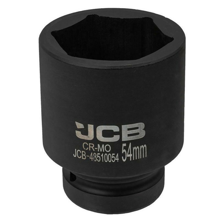 Cap de impact adanc, JCB, Crom molibden, 1", 54mm, Hexagonal, Rezistent la sarcini mari, Destinata cheilor de impact, Negru