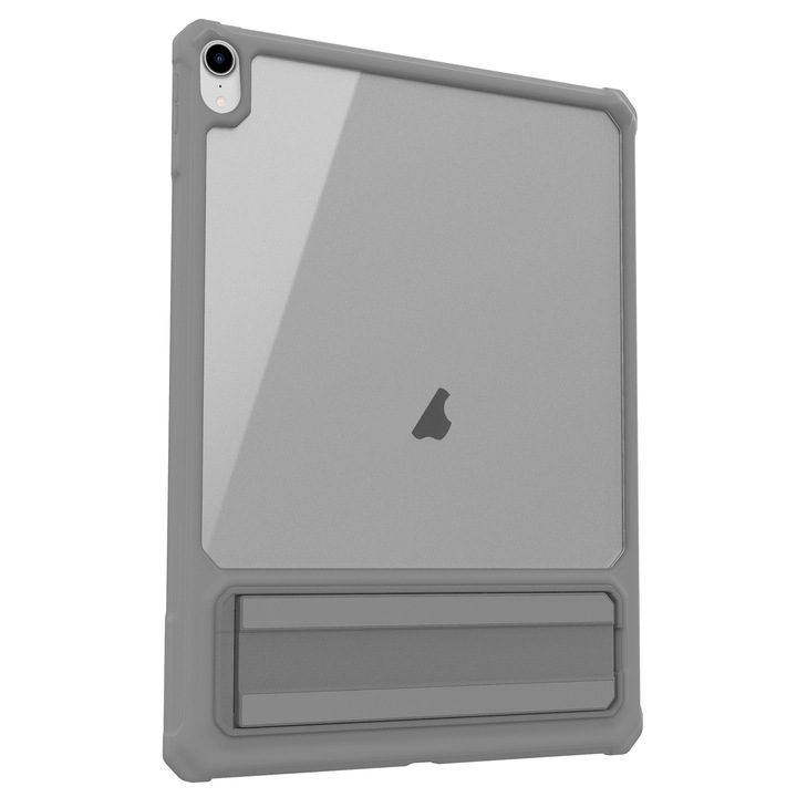 Husa tableta compatibila cu iPad Mini 6, Transparenta, Suport hibrid PC TPU, Gri