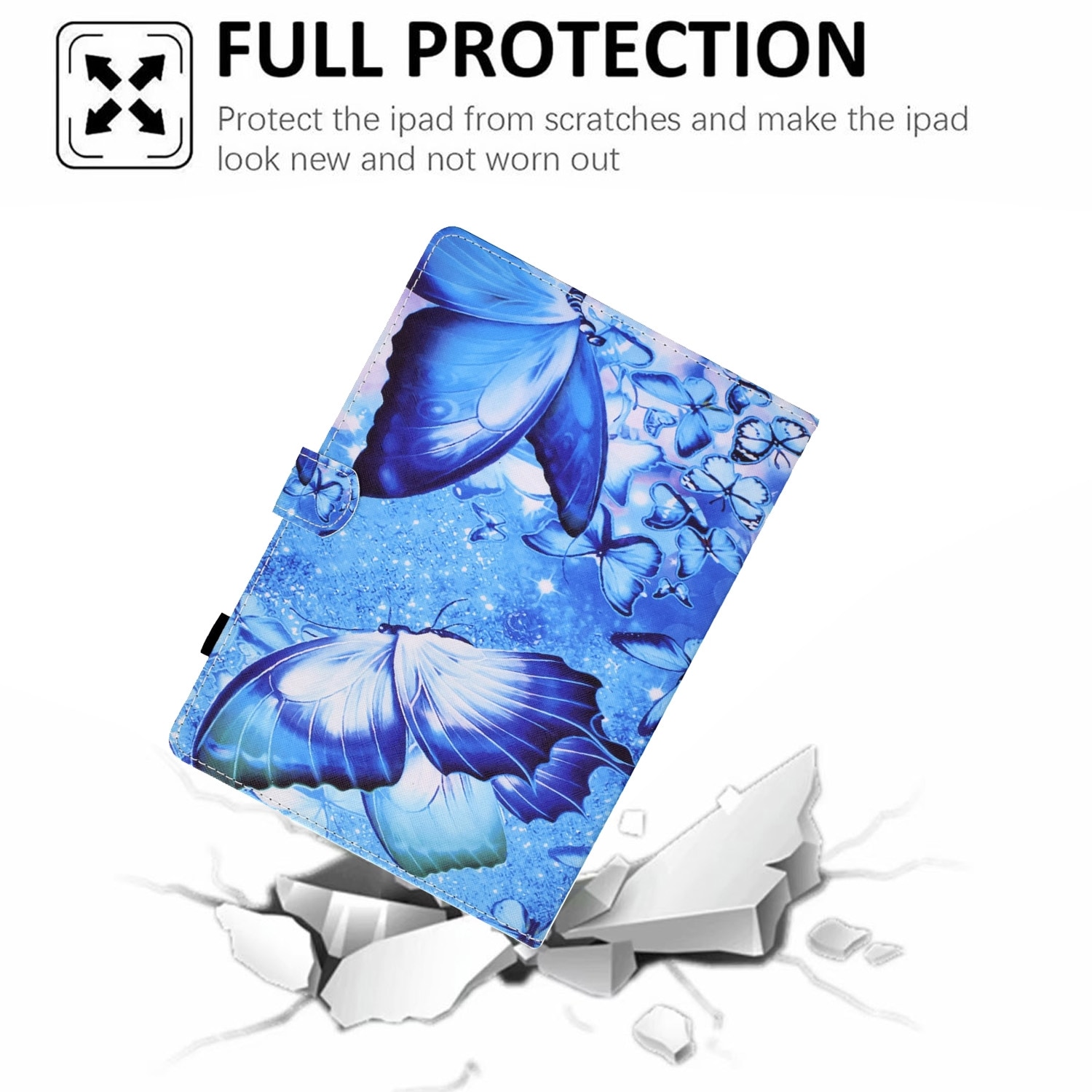 Husa tableta pentru Huawei MediaPad T3 10, piele, tip carte cu suport, slot pentru stilou, design cusut, fluturi