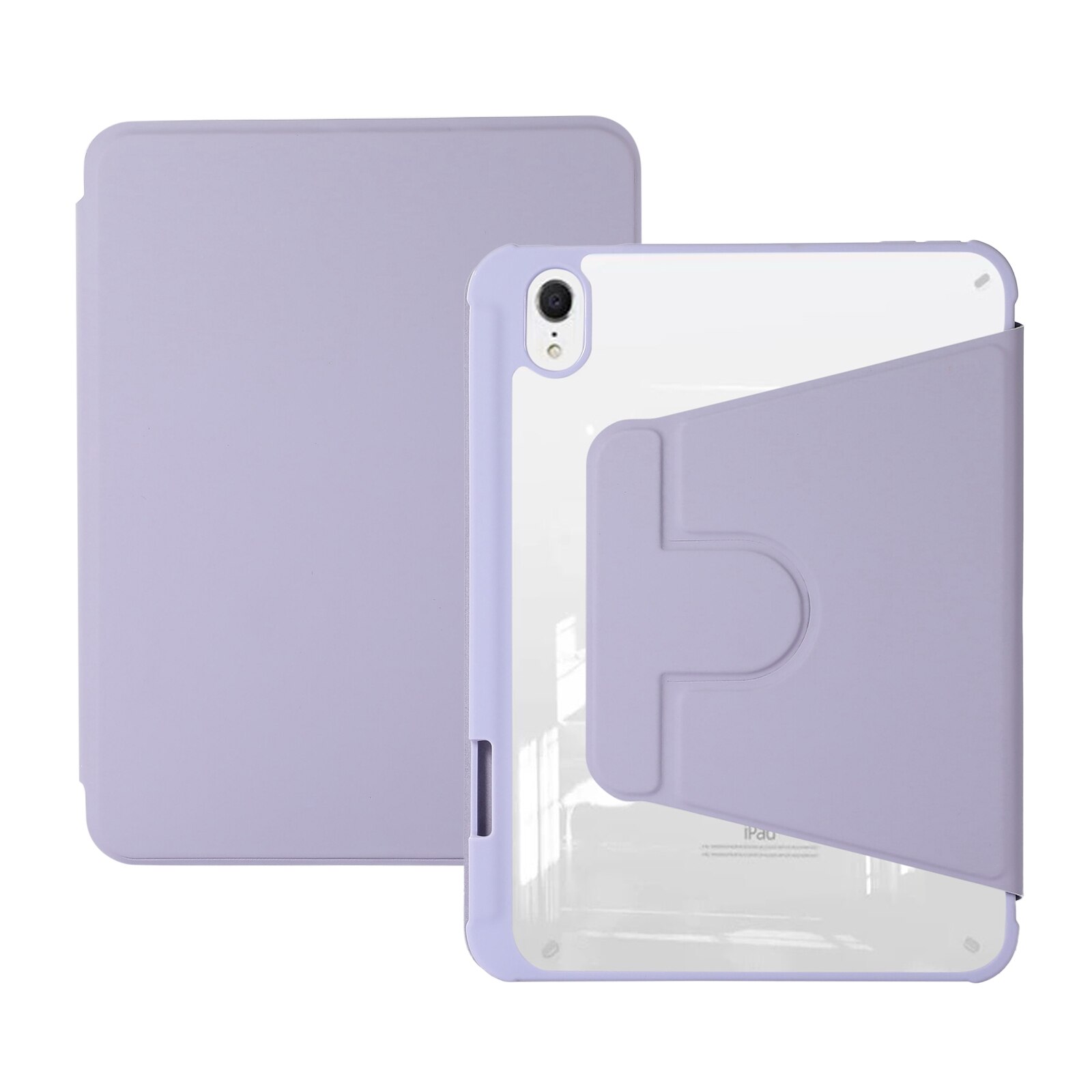 Husa tableta compatibila cu iPad Mini 6, Suport acrilic rotativ, Piele, Violet