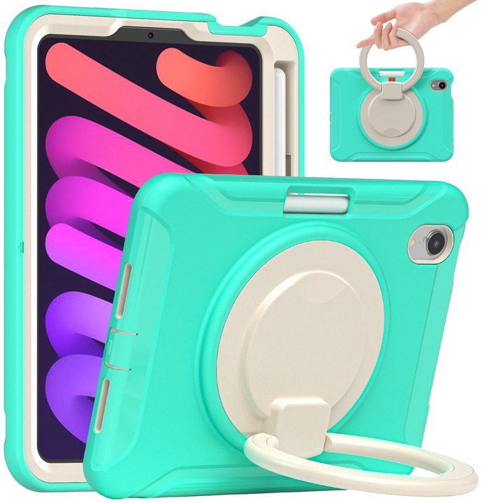 Husa tableta compatibila cu iPad Mini 6, Kickstand, Protectie completa, Verde menta