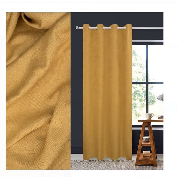 Dekoratív függöny mustársárga gyűrűkkel 136x260cm