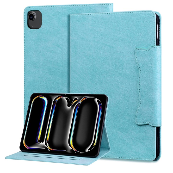 Husa tableta pentru iPad Pro 12.9 2022 / 2021 / 2020 / 2018 Cat Buckle Piele Inteligent, Albastru Cerulean