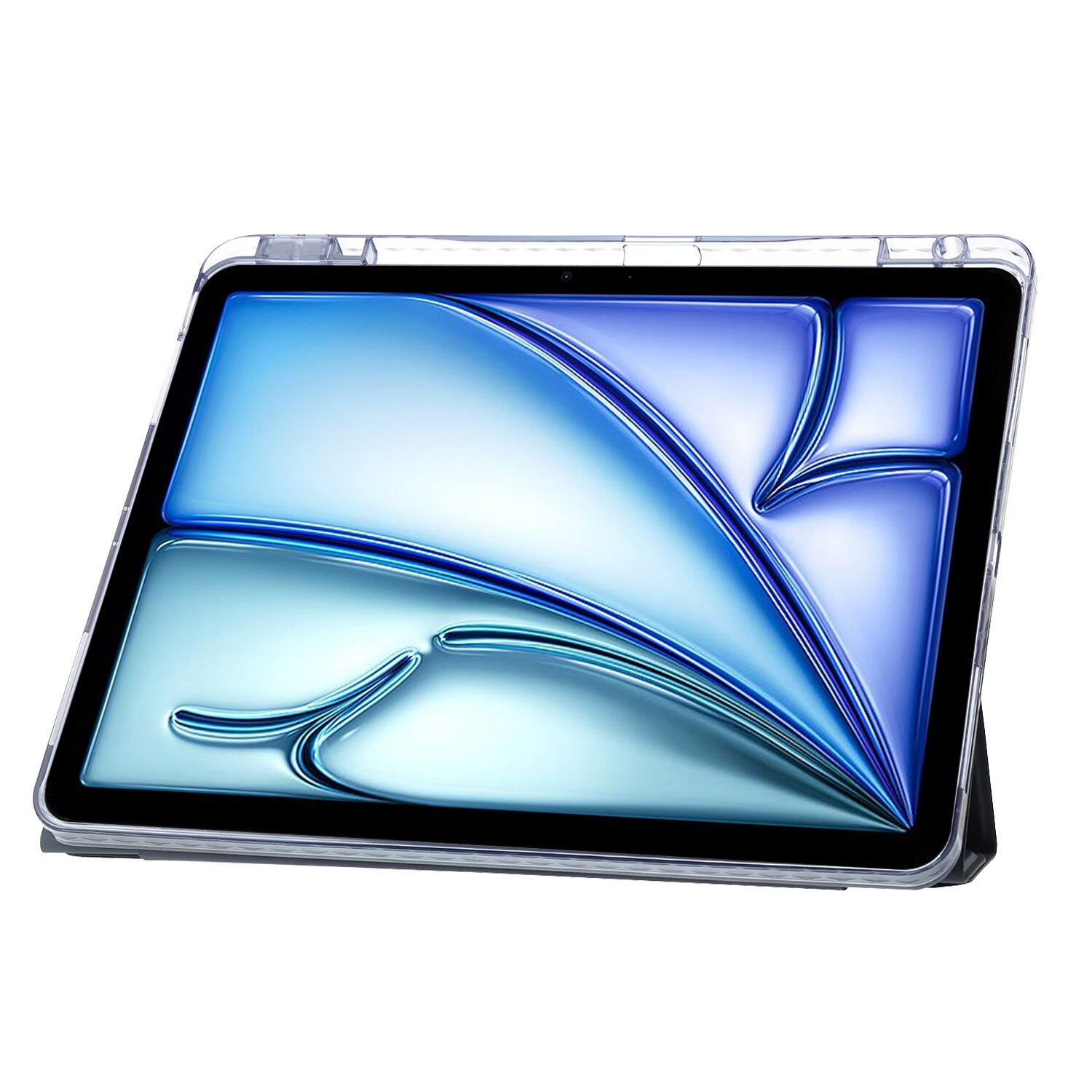 Husa tableta compatibila cu iPad Air 11, Clear plastic, Deformation, Albastru Inchis
