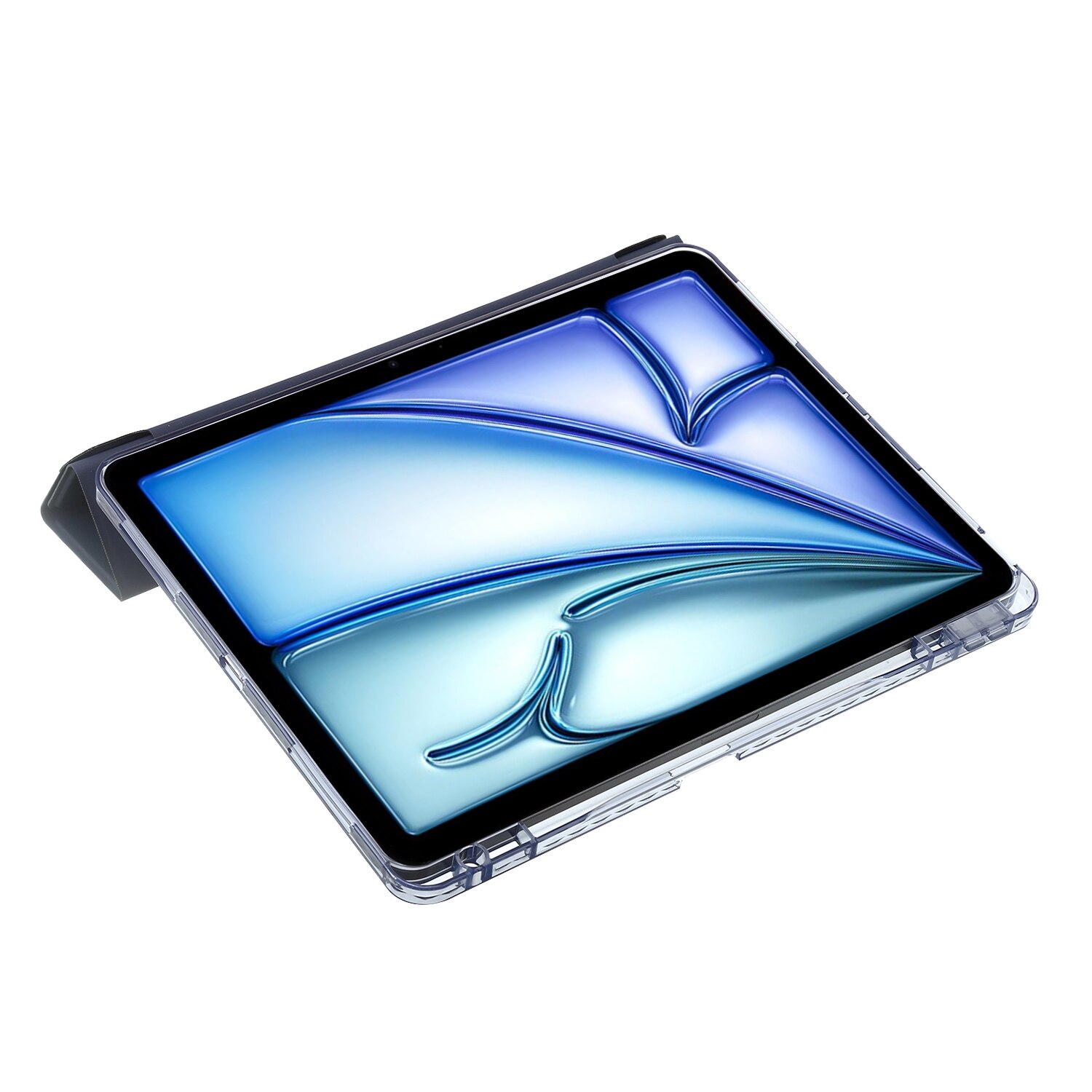 Husa tableta compatibila cu iPad Air 11, Clear plastic, Deformation, Albastru Inchis