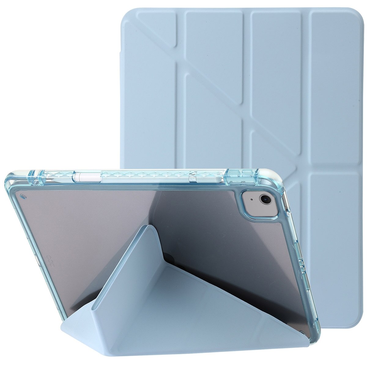 Husa tableta compatibila cu iPad Air 11, Clear plastic Deformation, Ice Blue