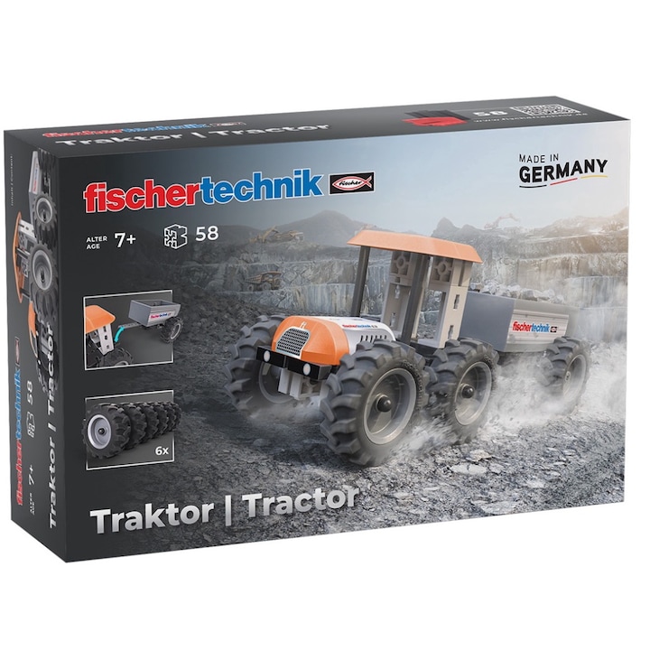 Kit STEM Tractor de asamblat si manevrat, Fischertechnik