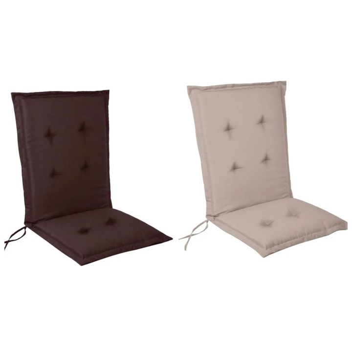 Perna scaun, de gradina, cu spatar, doua fete, material impermeabil, maro/bej, 93x43x3cm