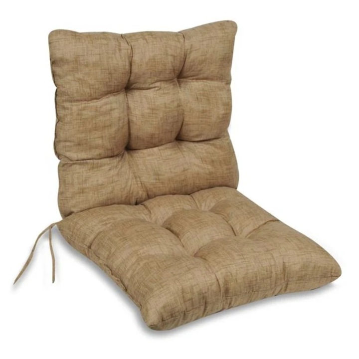 Perna scaun, de gradina, cu spatar, doua fete, siret de prindere, bej, 100x50x12.5cm