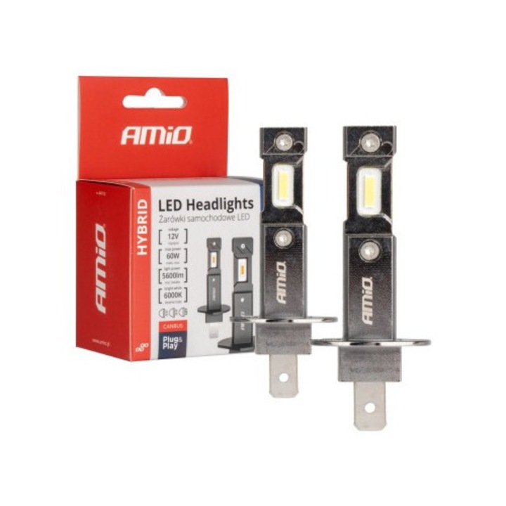 2 db H1 Canbus autós LED készlet, 60W, 5600 Lm, 6000k, 12V