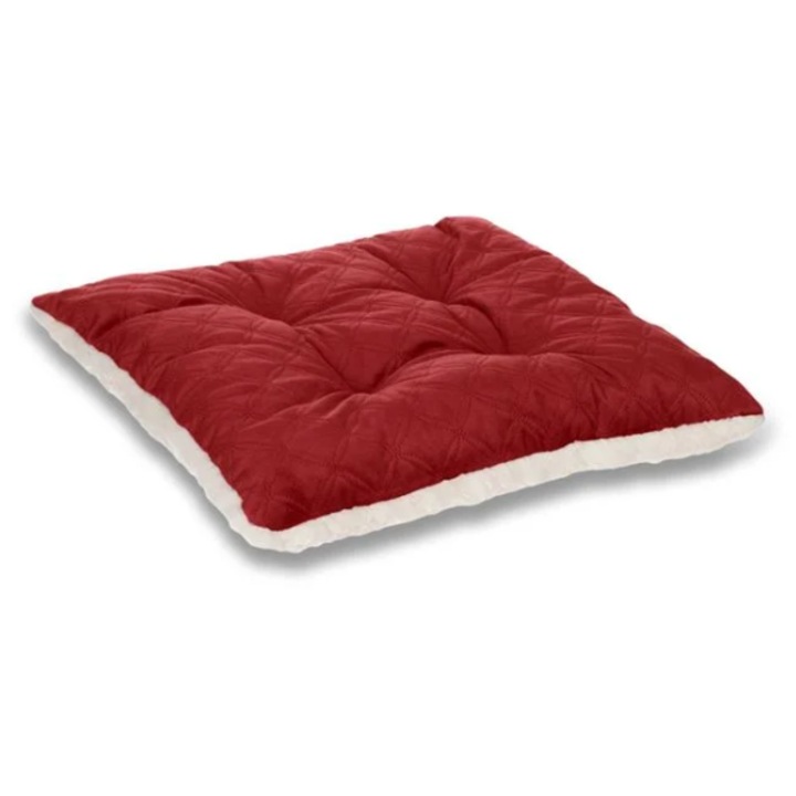 Perna Scaun Decorativa Bordo Velvet Capitonata Alba Sherpa 38x38cm