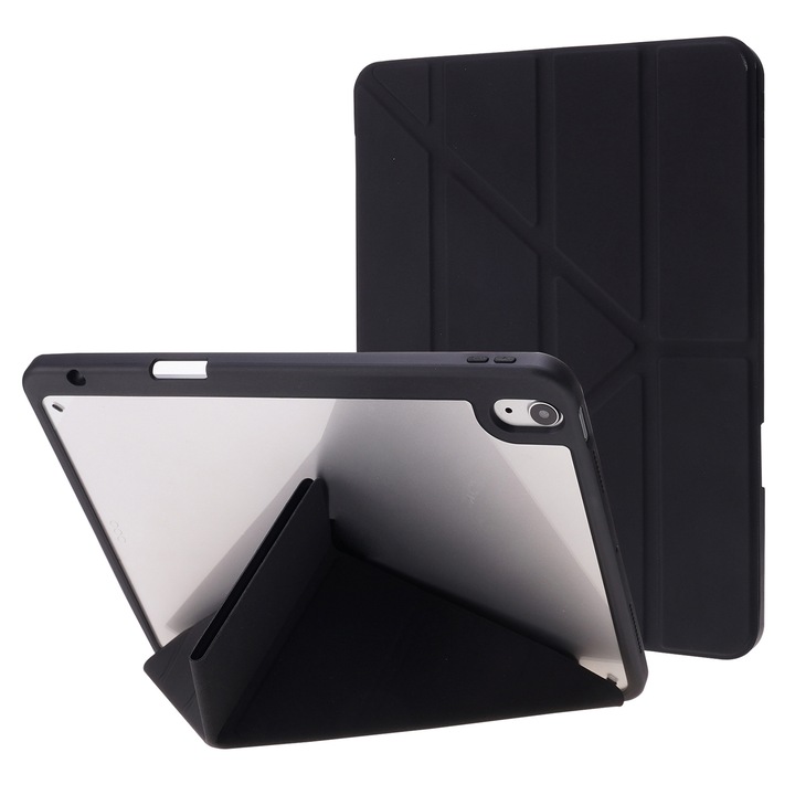 Husa tableta compatibila cu iPad Air 11, Acryl transparent, Protectie completa, Negru