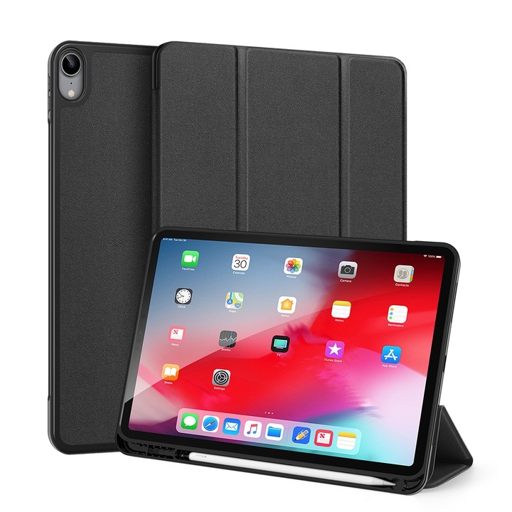 Husa tableta compatibila cu iPad Air 11, Inchidere magnetica, Suport reglabil, Slot stilou, Negru