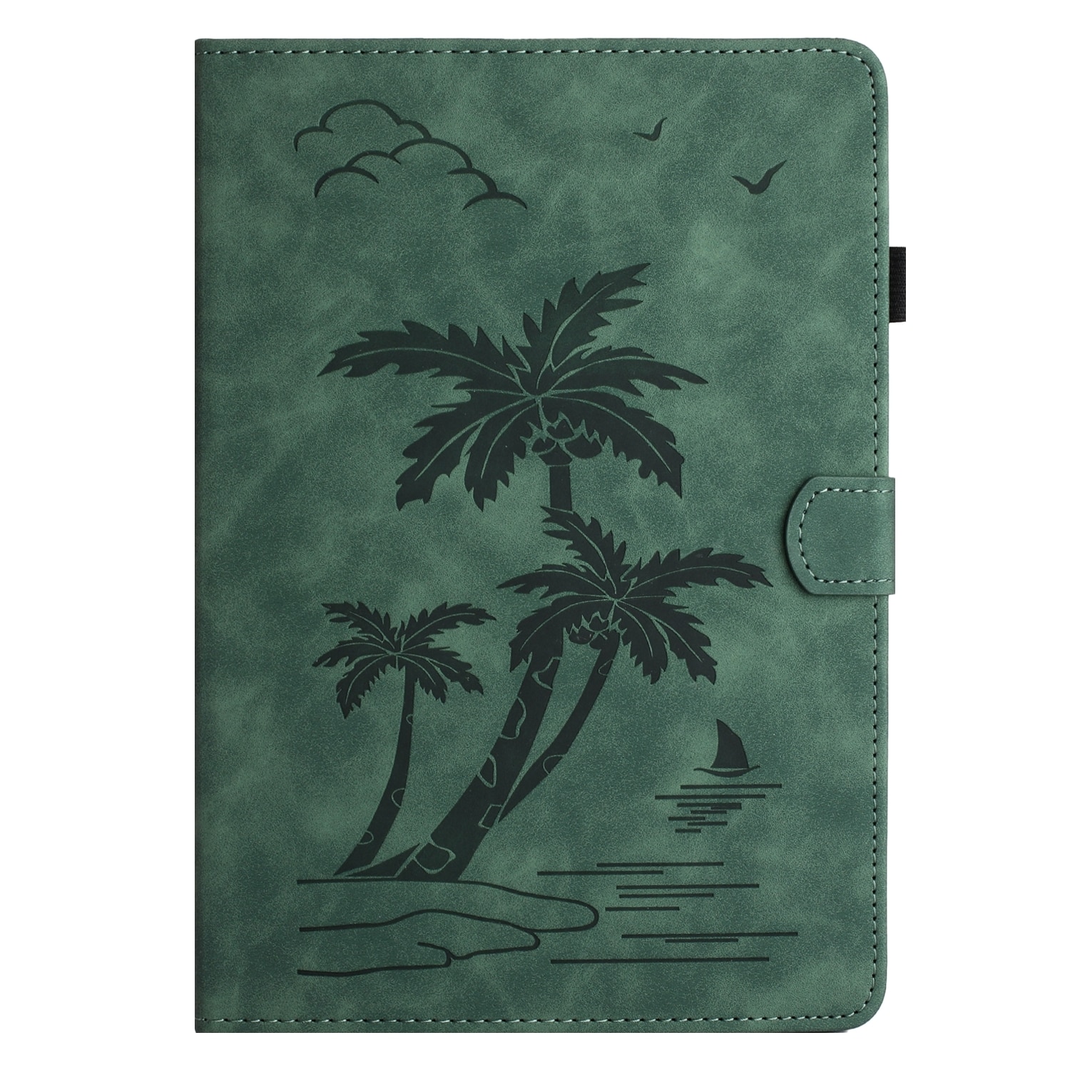 Husa tableta compatibila cu Samsung Galaxy Tab A 10.1 T580/T585, piele inteligenta cu embleme de copac de cocos, verde