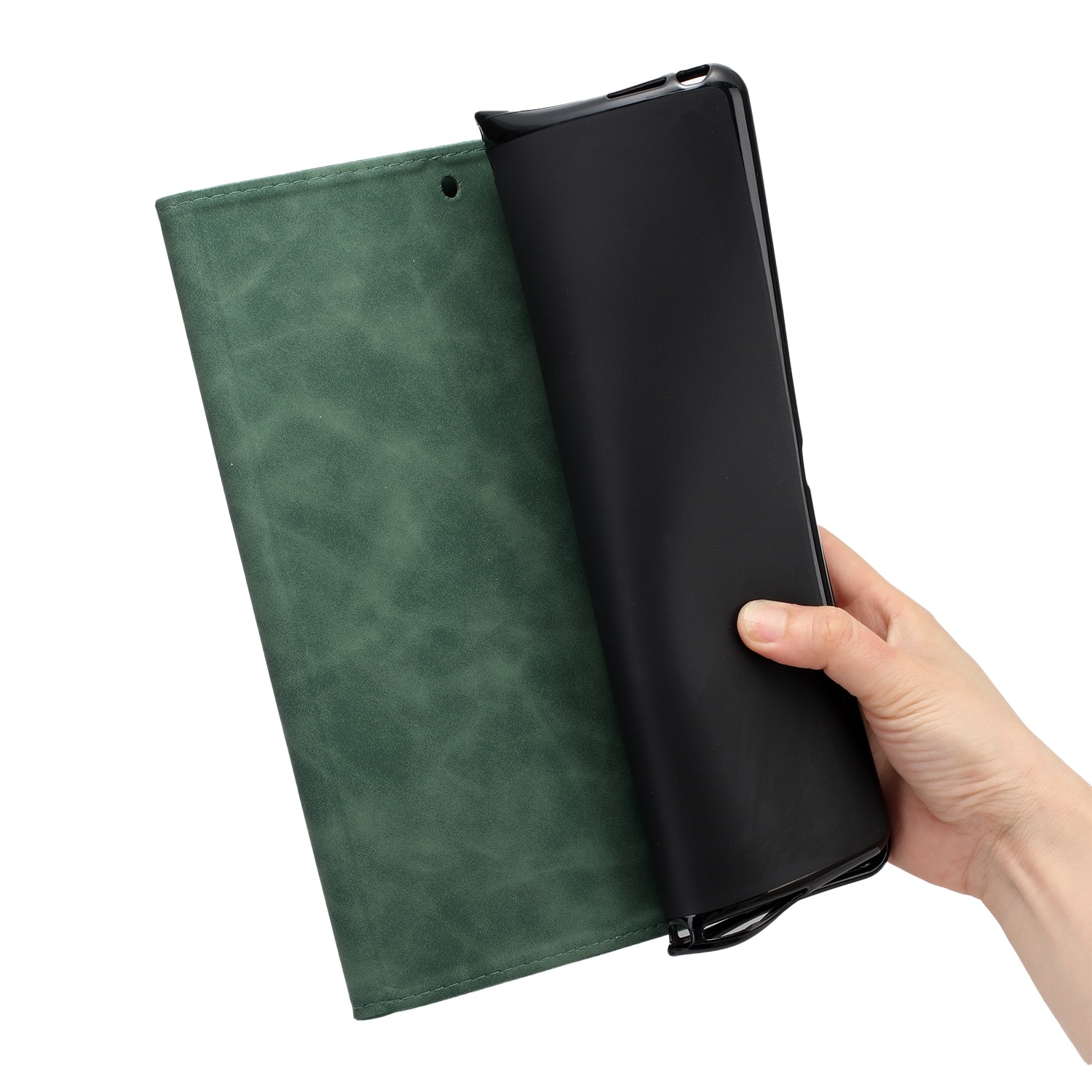 Husa tableta compatibila cu Samsung Galaxy Tab A 10.1 T580/T585, piele inteligenta cu embleme de copac de cocos, verde