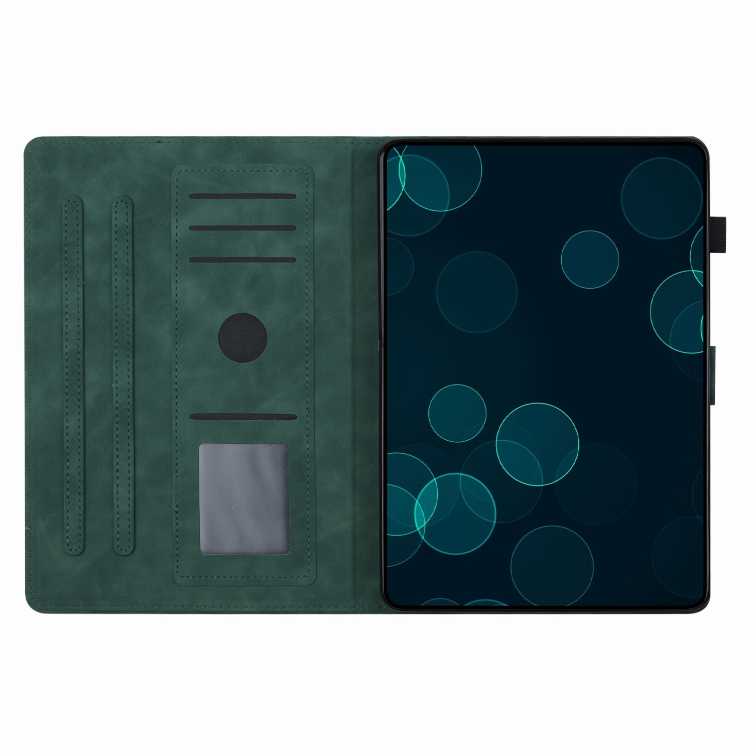Husa tableta compatibila cu Samsung Galaxy Tab A 10.1 T580/T585, piele inteligenta cu embleme de copac de cocos, verde