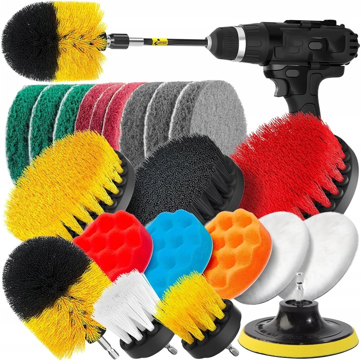 Perii de curatare pentru bormasina/screwdriver, Luxtom, Set mixt, 22 de elemente, Multicolor, Pentru curatarea diferitelor suprafete