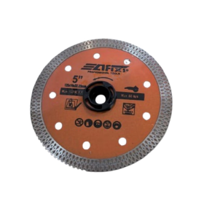 Disc taiere turbo diamantat 125x10x22.3mm pentru taiat gresie, faianta, piatra premium, 12.200 rpm, 80m/s