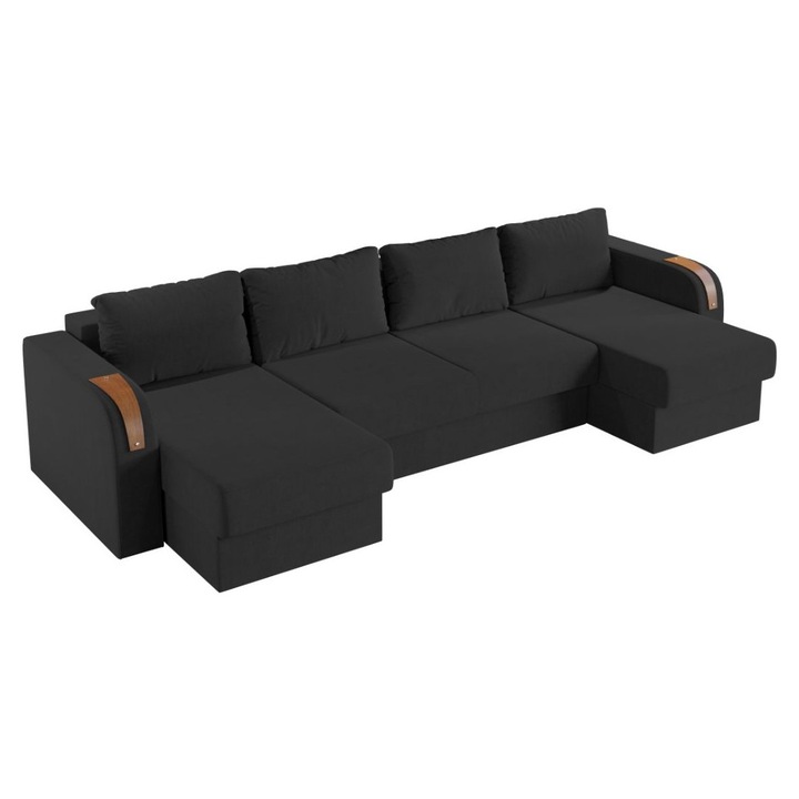 Coltar U Morelia, extensibil, cu lada depozitare, stofa, 310 x 145 x 85 cm, Gri Antracit