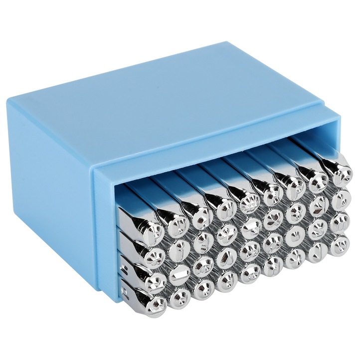 Set de 36 bucati de stampile cu litere, din otel aliat, pentru galvanizare, instrument de stantare artizanala cu cutie de depozitare