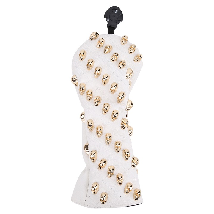 PU покривало за глава за голф стик, бяло, дизайн с нитове, водоустойчиво, издръжливо, меки материали Enforose