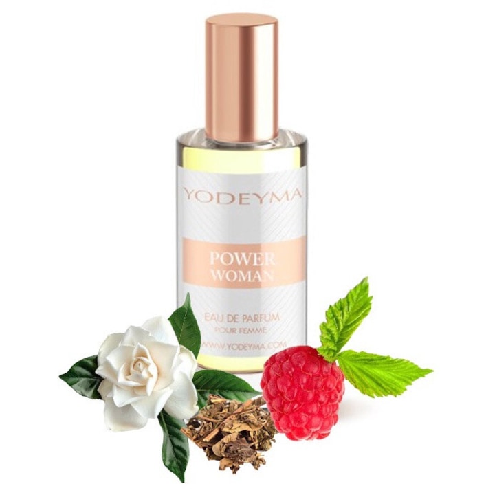 Yodeyma Power Woman Apa de parfum pentru femei, nuante de zmeura, gardenia si pachuli, pentru femeia puternica si pasionala, 15ml