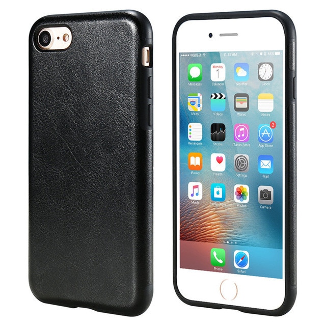 Husa de protectie Iphone 7 Plus, Leather, Negru