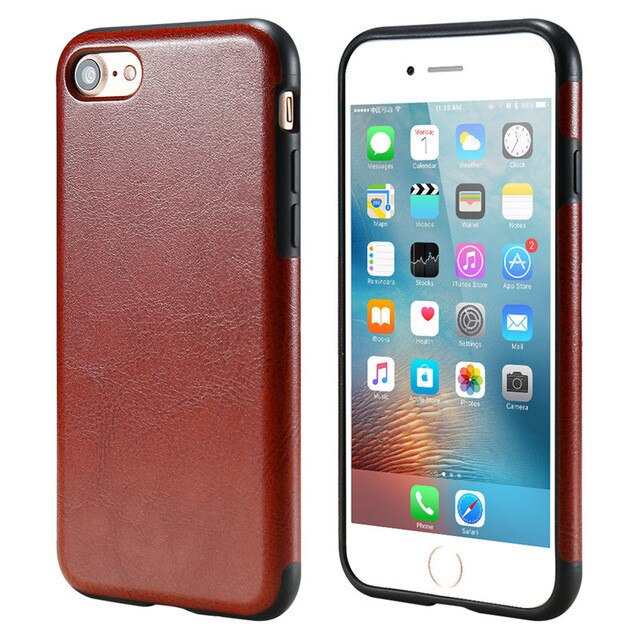 Husa de protectie Iphone 7, Leather, Maro