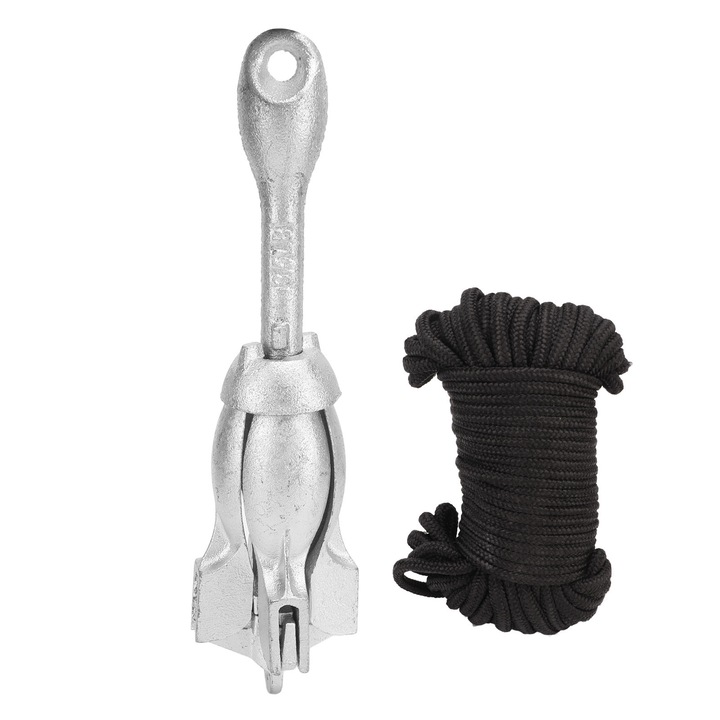 Ancora pliabila pentru caiac 1,5 kg Ancora din otel cu continut ridicat de carbon cu aspect argintiu Ancora pentru caiac cu largire cu patru gheare anti-coroziune pentru iaht