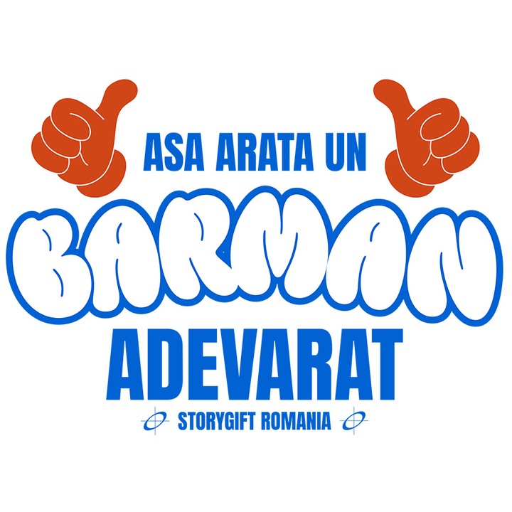 Sticker cu Maini Umane Semn OK Text Asa Arata Un Barman Adevarat Bauturi Meserii cu Margini Albe, PVC Vinyl 70 cm