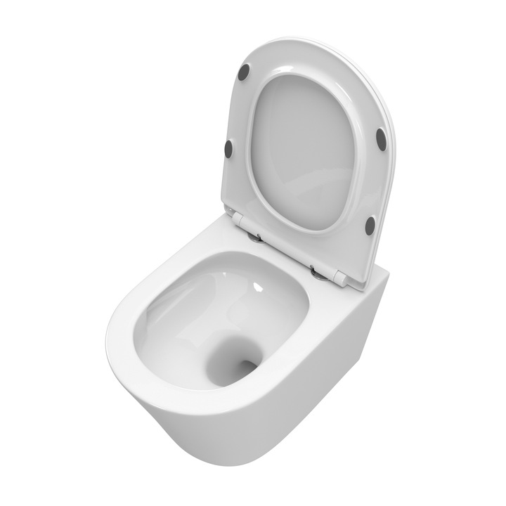 Set vas WC suspendat OLIM Ceramica Tornado (Seria TRE-TOR) Ultra Quiet cu capac Duroplast soft-close – alb