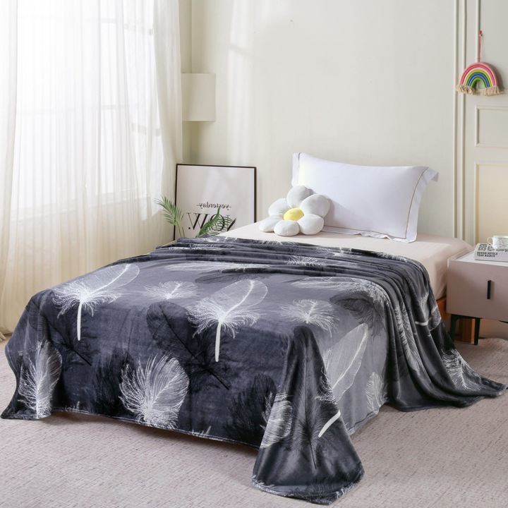 Cocolino nyomott takaró 200x230 cm, szürke tollas