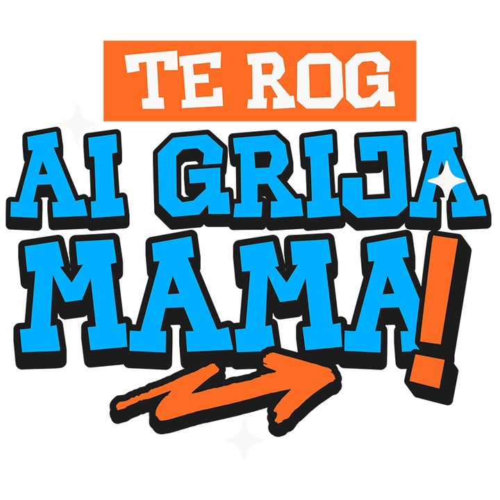 Sticker cu Sageata Colorata Semn Exclamare Copii Te Rog Ai Grija Mama Familie Iubire cu Margini Albe, PVC Vinyl 10 cm