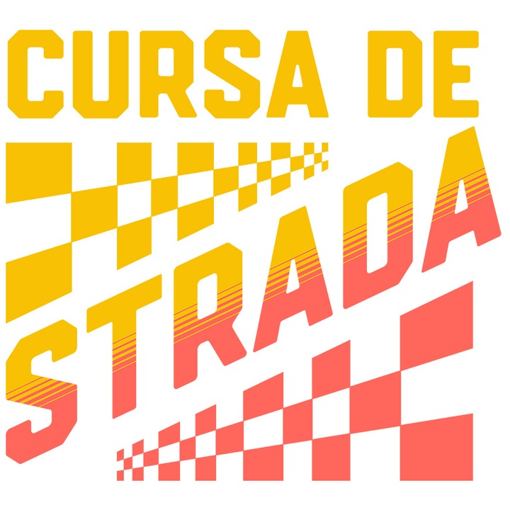 Sticker cu Iubitorii de masini Semne de Cursa Text In Limba Romana Cursa DE Strada cu Margini Albe, PVC Vinyl 90 cm