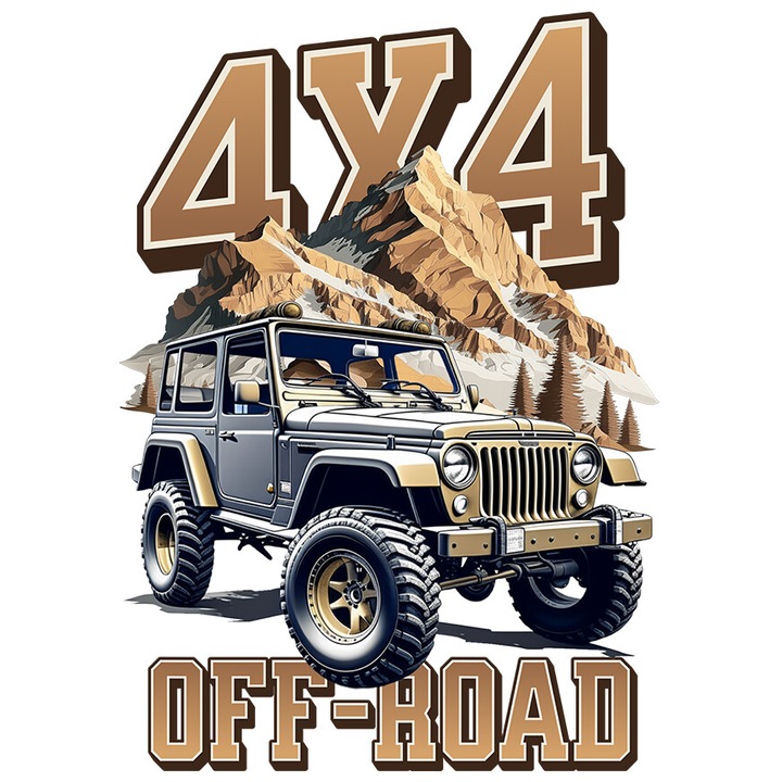High Mountain 4X4 OFF-ROAD Adventure Nature terepjáró matrica fehér élekkel, PVC vinil 70 cm