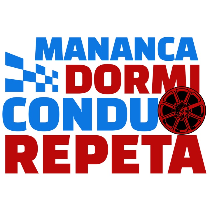 Sticker cu Iluzie Optica Mesaj Colorat Roata Minge Text Mananca Dormi Condu Repeta cu Margini Albe, PVC Vinyl 23 cm