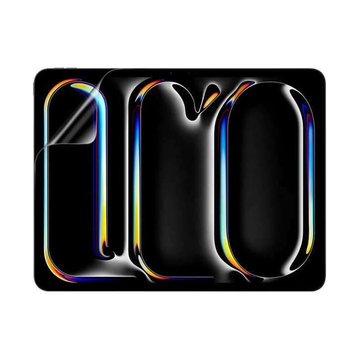 Folie Silicon Ecran pentru Apple iPad 10.2 WiFi, Silicon Hydrogel Regenerabil, Flexible Hydro-Crystal, Protectie Completa, Full Glue, Instalare usoara, Set complet pentru Instalare