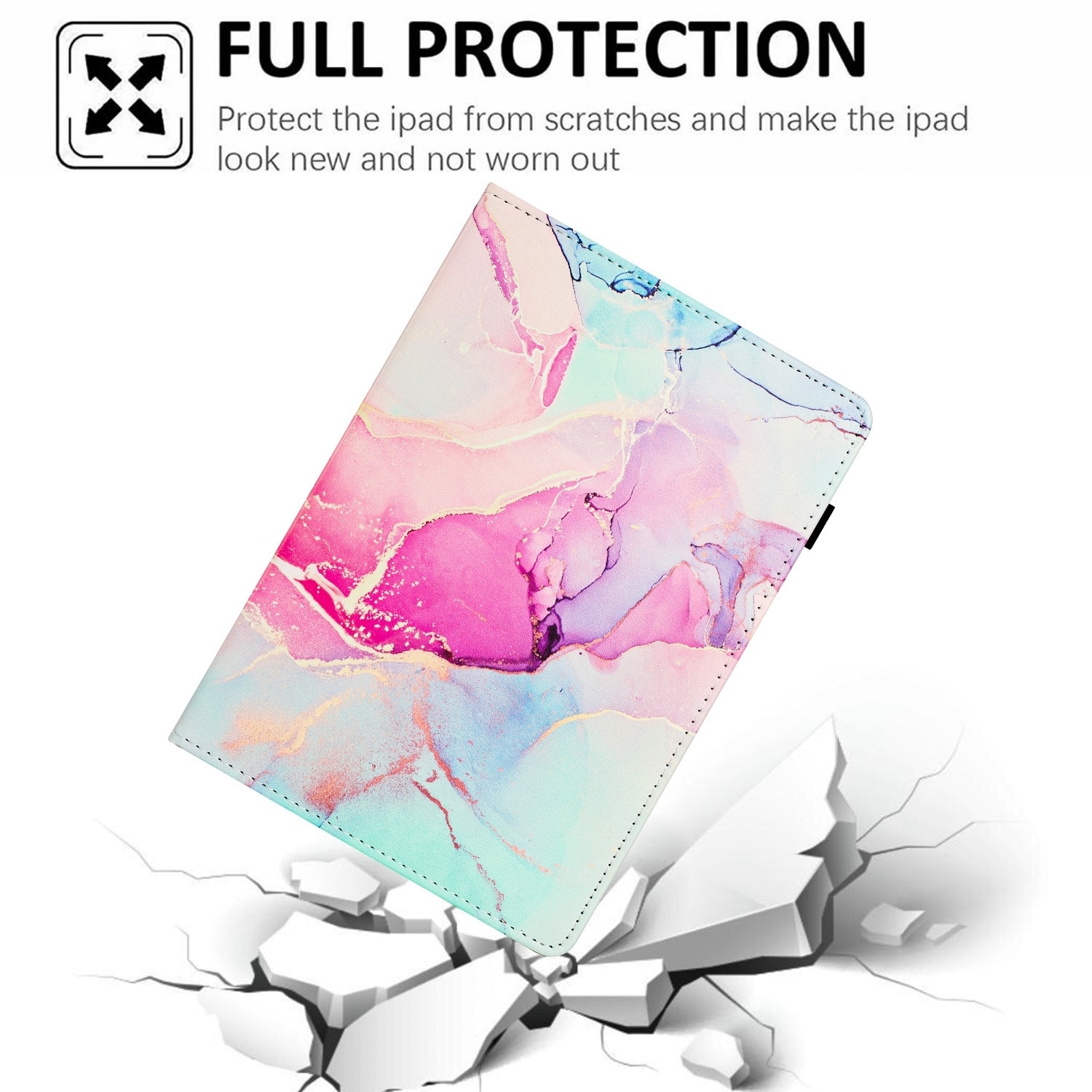 Husa tableta compatibila cu Samsung Galaxy Tab A 10.5 T590, piele tip marmura lichi, smart, roz